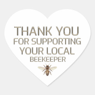 Vielen Dank, dass Sie Ihr lokales Bienenzüchtergol Herz-Aufkleber