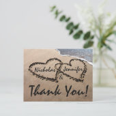 Vielen Dank, dass Sie in Sand Wedding Postcard ges Postkarte (Stehend Vorderseite)