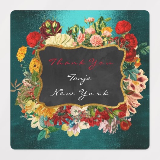 Vielen Dank, dass Sie Label Gold Aquamarine grüne  Etiketten (Design 1)