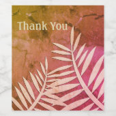 Vielen Dank, dass Sie Leaf Silhouette Pink Marble Weinetikett (Einzelnes Label)