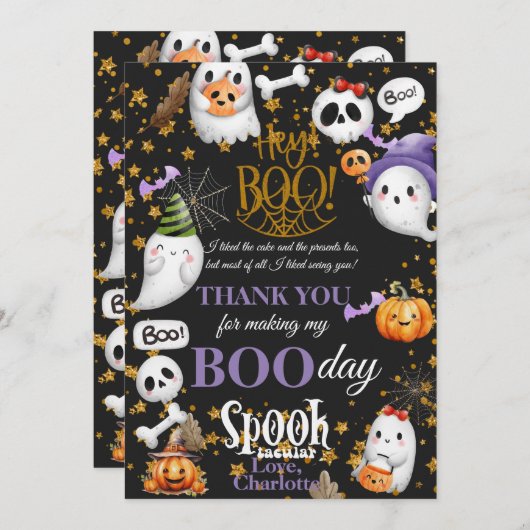 Vielen Dank, dass Sie mein 1. Boo-Day Spooktacular Dankeskarte (Vorne/Hinten)