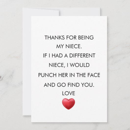VIELEN DANK, DASS SIE MEIN NIECE SIND, Nichte GEBU Dankeskarte (Vorderseite)