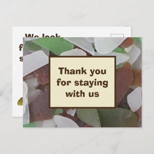 Vielen Dank, dass Sie mit uns Beach House Rental B Postkarte (Vorne/Hinten)