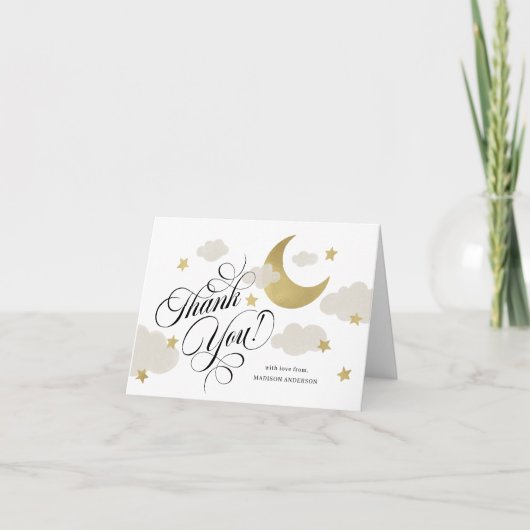 Vielen Dank, dass Sie Moon Stars Cloud Baby Dusche Dankeskarte (Vorderseite)