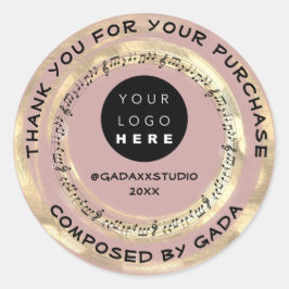 Vielen Dank, dass Sie Musik Logo Social Notes Rose Runder Aufkleber