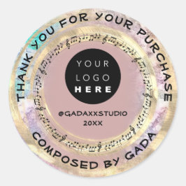 Vielen Dank, dass Sie Musik Logo Social Notes Song Runder Aufkleber