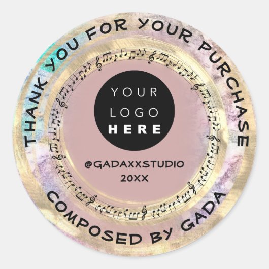 Vielen Dank, dass Sie Musik Logo Social Notes Song Runder Aufkleber (Vorderseite)