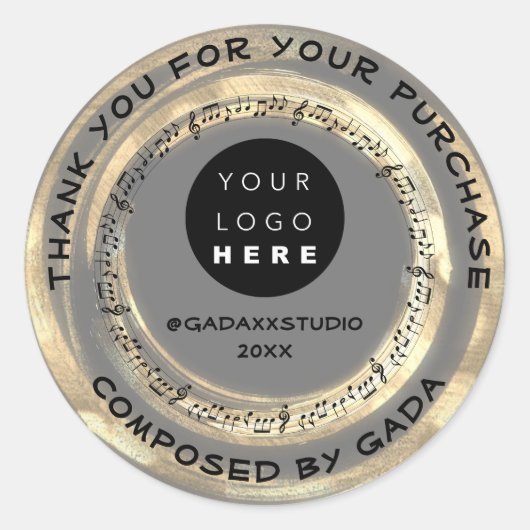 Vielen Dank, dass Sie Musik Logos soziale Hinweise Runder Aufkleber (Vorderseite)