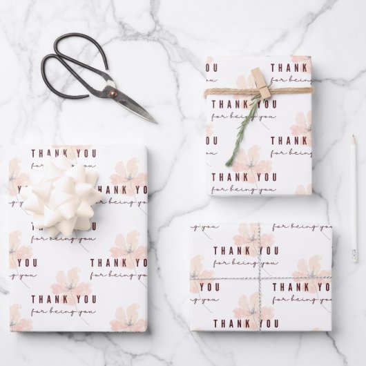 Vielen Dank, dass Sie Papierblätter umblättern Geschenkpapier Set (Vorderseite)