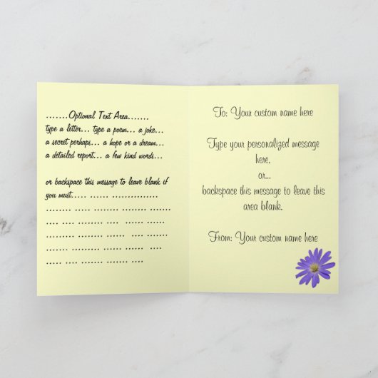 Vielen Dank, dass Sie Personalisierte blaue Blume- Dankeskarte (Innenseite)