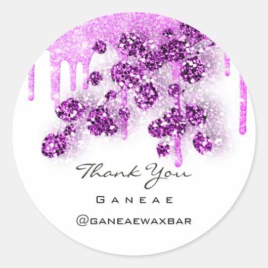 Vielen Dank, dass Sie Pink Glitzer Tropfen Floral  Runder Aufkleber (Vorderseite)