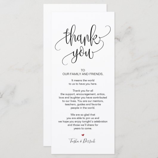 Vielen Dank, dass Sie Platz Einstellkarte für das  Programm (Vorne/Hinten)