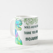 Vielen Dank, dass Sie Roarsome Teacher Name sind Kaffeetasse (Vorderseite Links)