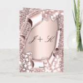 Vielen Dank, dass Sie Rose 3D-Frame-Initials Weddi Dankeskarte (Rückseite)