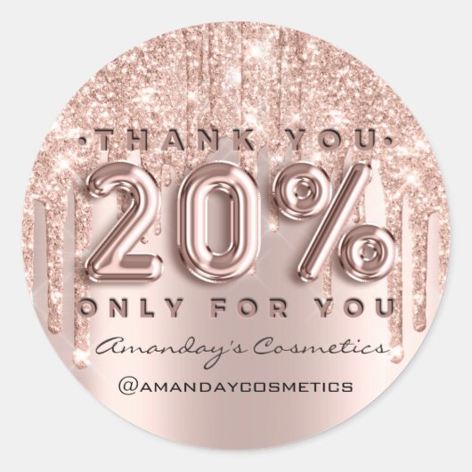 Vielen Dank, dass Sie Rose Tropfen 20% Rabatt kauf Runder Aufkleber (Vorderseite)