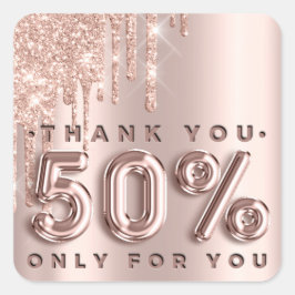 Vielen Dank, dass Sie Rose-Tropfen 50% Rabatt Trop Quadratischer Aufkleber