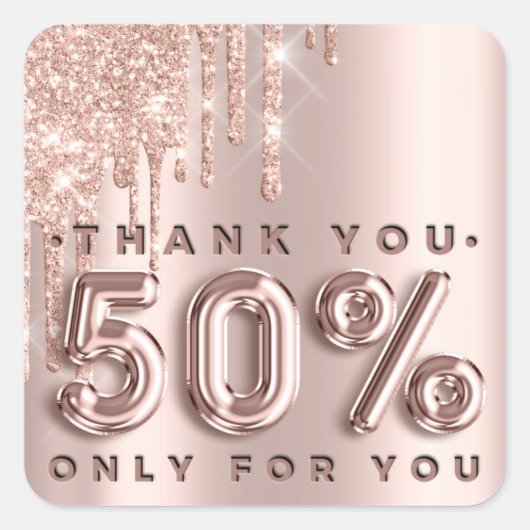 Vielen Dank, dass Sie Rose-Tropfen 50% Rabatt Trop Quadratischer Aufkleber (Vorderseite)