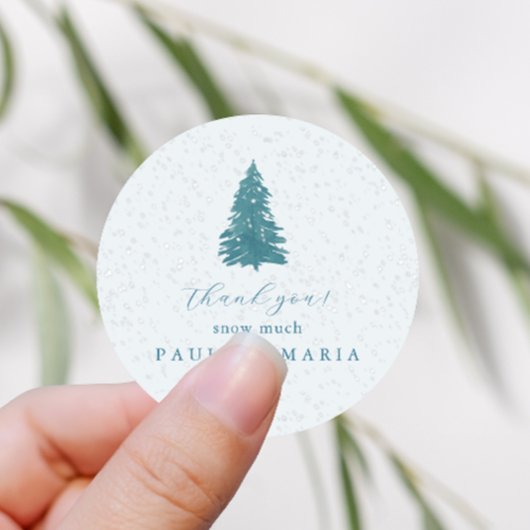 Vielen Dank, dass Sie Schnee viel Winter Pine Tree Runder Aufkleber