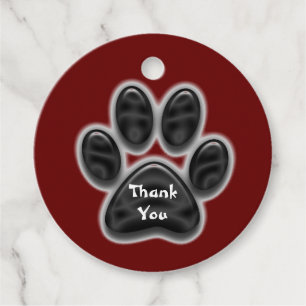 Vielen Dank, dass Sie Schwarz-Paw Print-Muster Wer Geschenkanhänger