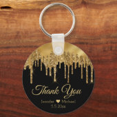 Vielen Dank, dass Sie schwarze Goldtropfen Glitzer Schlüsselanhänger (Vorderseite)