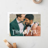 Vielen Dank, dass Sie schwul Hochzeit Foto qr Code Mitteilungskarte (Vorderseite/Rückseite Beispiel)