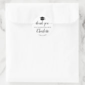 Vielen Dank, dass Sie Script Black Grad Graduation Runder Aufkleber (Tasche)