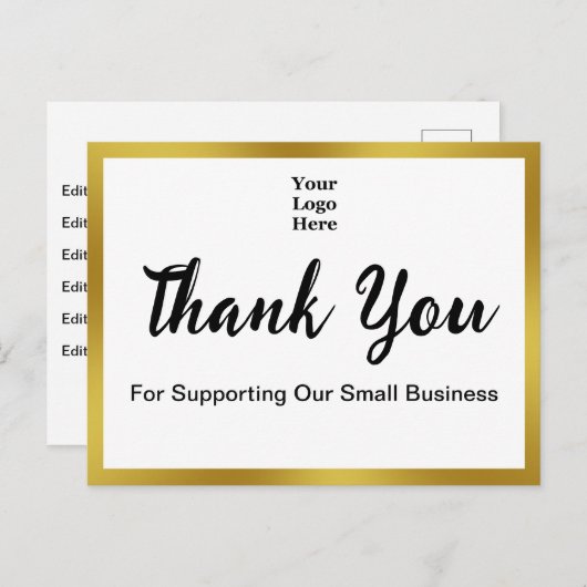 Vielen Dank, dass Sie Script Elegant Schwarz-weiß  Postkarte (Vorne/Hinten)