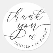 Vielen Dank, dass Sie Script Heart Bakods Bakery B Runder Aufkleber (Vorderseite)