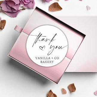 Vielen Dank, dass Sie Script Heart Bakods Bakery B Runder Aufkleber