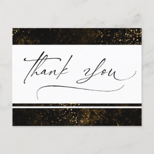 Vielen Dank, dass Sie Script Watercolor Gold Elega Postkarte