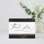 Vielen Dank, dass Sie Script Watercolor Gold Elega Postkarte (Stehend Vorderseite)