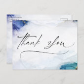 Vielen Dank, dass Sie Script Watercolor Gold Elega Postkarte (Vorne/Hinten)