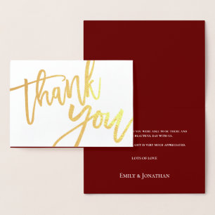 Vielen Dank, dass Sie Script Wedding Burgundy Gold Folienkarte