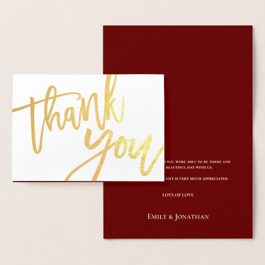 Vielen Dank, dass Sie Script Wedding Burgundy Gold Folienkarte (Anzeige)