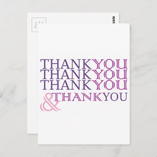 Vielen Dank, dass Sie sich in lila Text ausgezeich Postkarte (Vorne/Hinten)