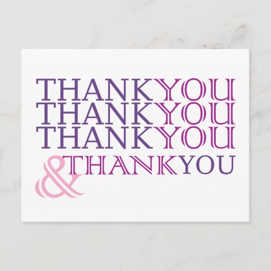 Vielen Dank, dass Sie sich in lila Text ausgezeich Postkarte (Vorderseite)