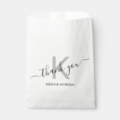 Vielen Dank, dass Sie silber graue Monogramm Skrip Geschenktütchen (Vorderseite)