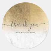 Vielen Dank, dass Sie Skript Marmor chic Goldfolie Runder Aufkleber (Vorderseite)