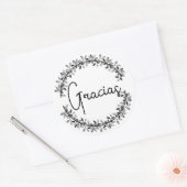 Vielen Dank, dass Sie Spanisch Gracias Black Typog Runder Aufkleber (Umschlag)