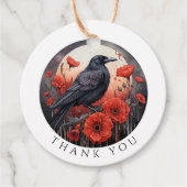 Vielen Dank, dass Sie Stickers Crow Bird-Blume ges Geschenkanhänger (Vorderseite)