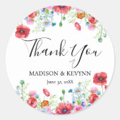 Vielen Dank, dass Sie Typografie Pastell Wiesen wi Runder Aufkleber (Vorderseite)