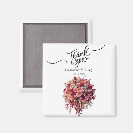 Vielen Dank, dass Sie Wedding Bouquet Blume Gastge Magnet (Vorderseite/Rückseite)