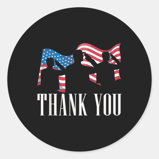 Vielen Dank, dass wir Flag Patriotic Solider Ameri Runder Aufkleber (Vorderseite)