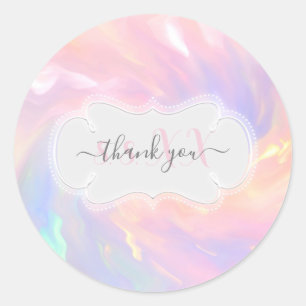 Vielen Dank Datum Holographic Baby Dusche Geburtst Runder Aufkleber
