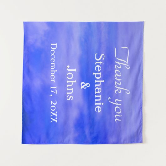 Vielen Dank Deep Blue Cloud Art Abstrakte Hochzeit Wandteppich (Vorderseite (Horizontal))