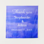 Vielen Dank Deep Blue Cloud Art Abstrakte Hochzeit Wandteppich (Vorderseite)