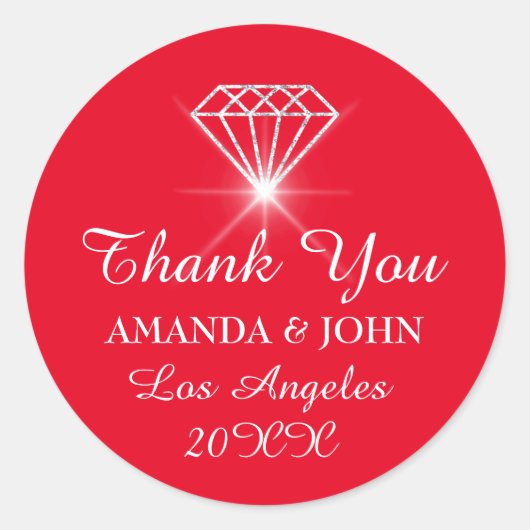 Vielen Dank Diamond Name Wedding Bridal Sweet16. Runder Aufkleber (Vorderseite)