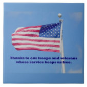 Vielen Dank, die amerikanische Flagge von Troops Fliese (Vorderseite)