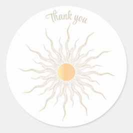 Vielen Dank, die Goldline zeichne Sonnenbrunnen Runder Aufkleber