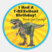 Vielen Dank Dino T-Rex Dinosaur Birthday Classic R Runder Aufkleber (Vorderseite)